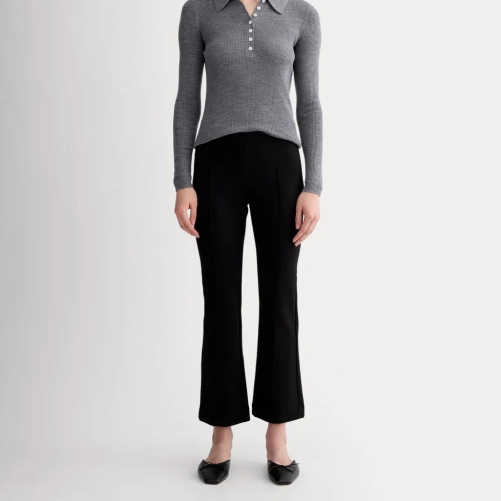 Everlane Black Kick Flare Ankle Pants High Rise Stretch Size 4